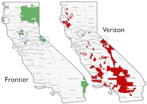 Frontier and Verizon California service areas, 15 March 2015