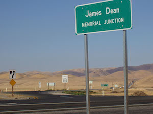 Author Piotr Flatau James Dean memorial junction in California on crossing of highway 46 and 41.