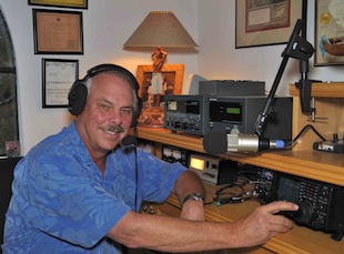 stu browne operating his ham radio station