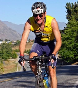 Steve Blum doing Ironman distance triathlon in Wanaka, New Zealand